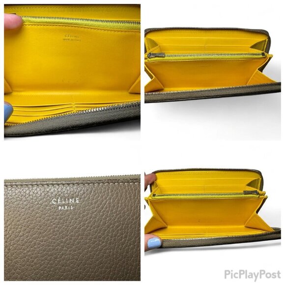 CELINE Leather Zip Around Long Wallet - Brown - Picture 14 of 15